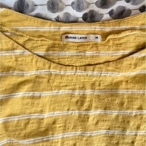 Marine Layer Blaine Cinch Tee Yellow Stripe Size M - Picture 9 of 10